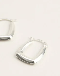 Square Sterling Silver Creole Hoop Earrings