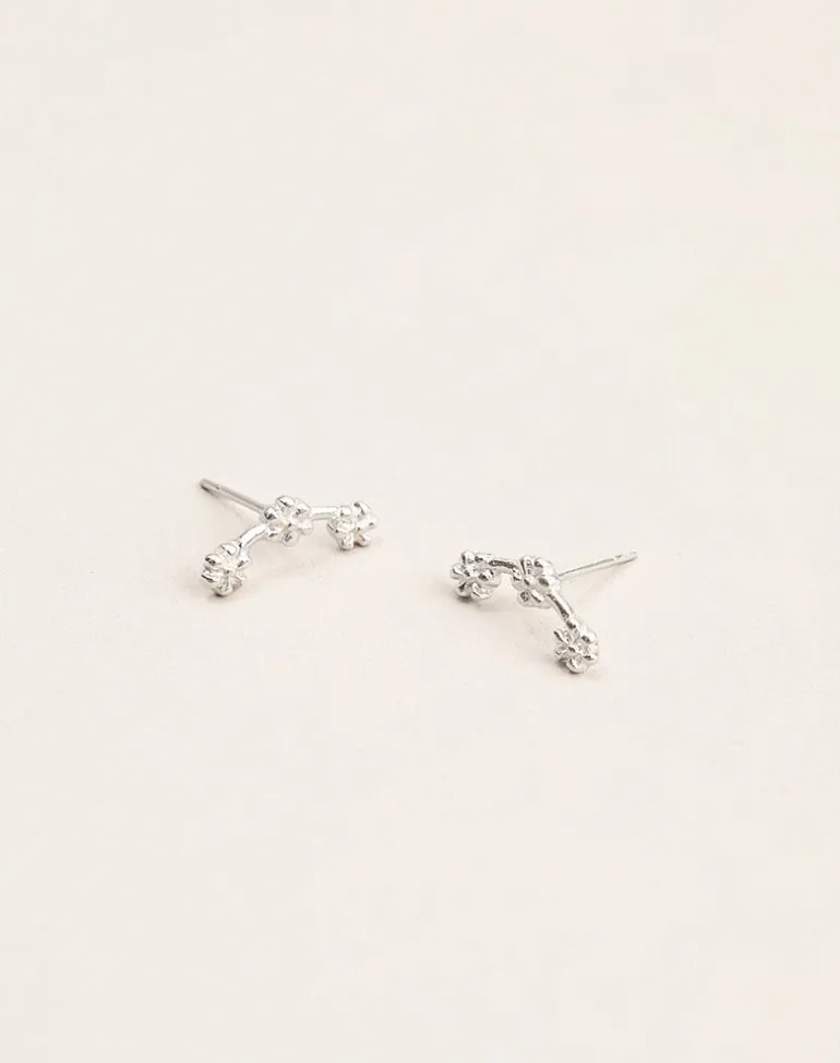 Sterling Silver Multi Flower Stud Earrings