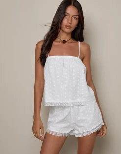 Strapa Cami Top in Broderie Ivory