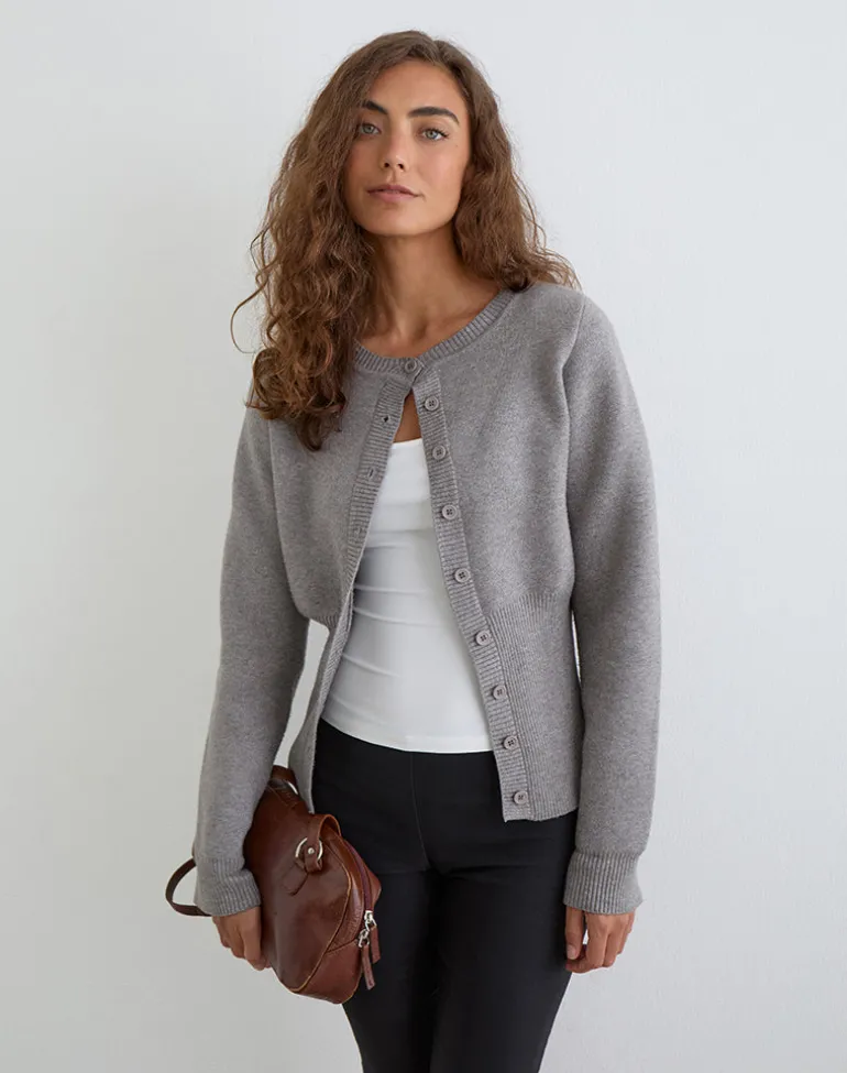Subra Long Sleeve Cardigan in Grey