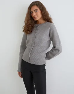 Subra Long Sleeve Cardigan in Grey