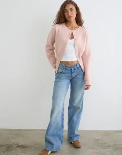 Subra Long Sleeve Cardigan in Pink