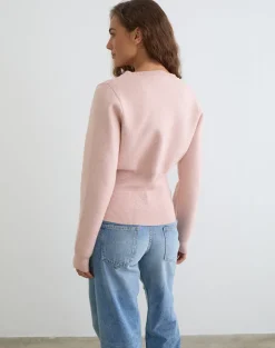 Subra Long Sleeve Cardigan in Pink