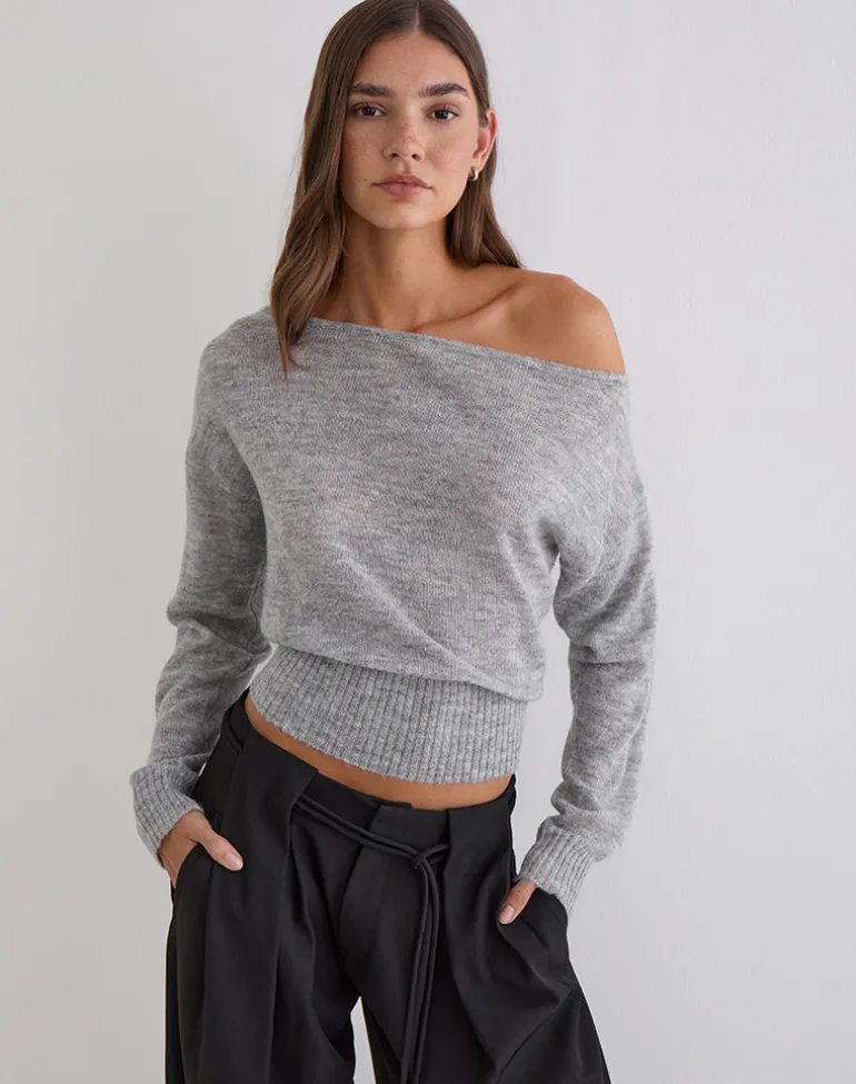 Suena Asymmetric Jumper in Grey