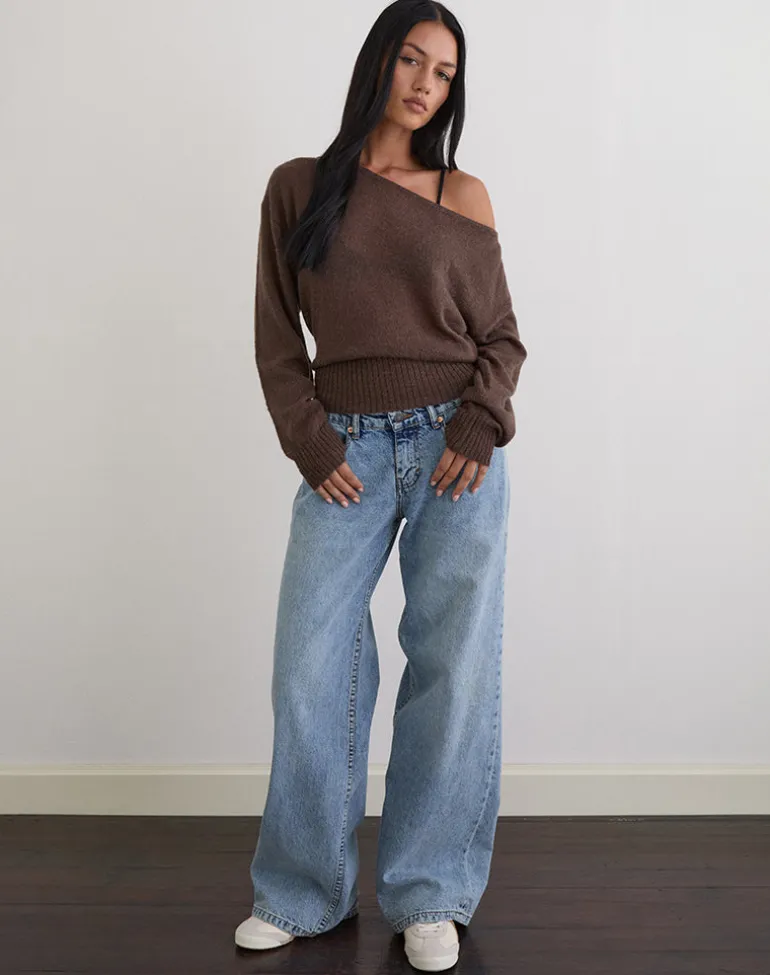 Suena Asymmetric Jumper in Knit Dark Chocolate