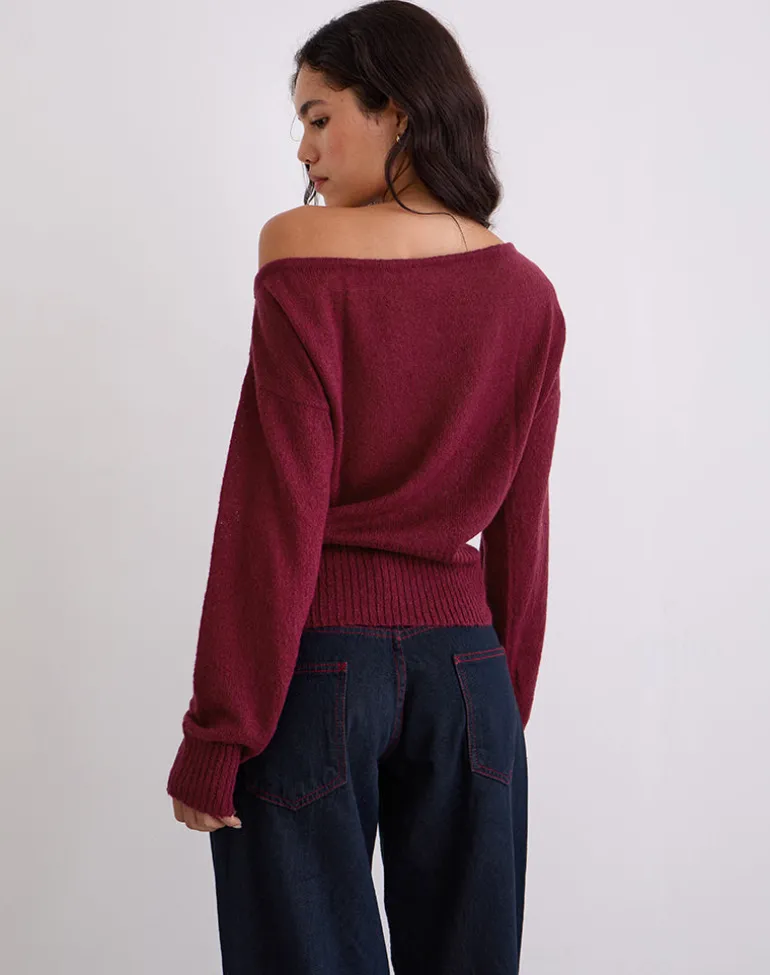 Suena Asymmetric Jumper in Wine