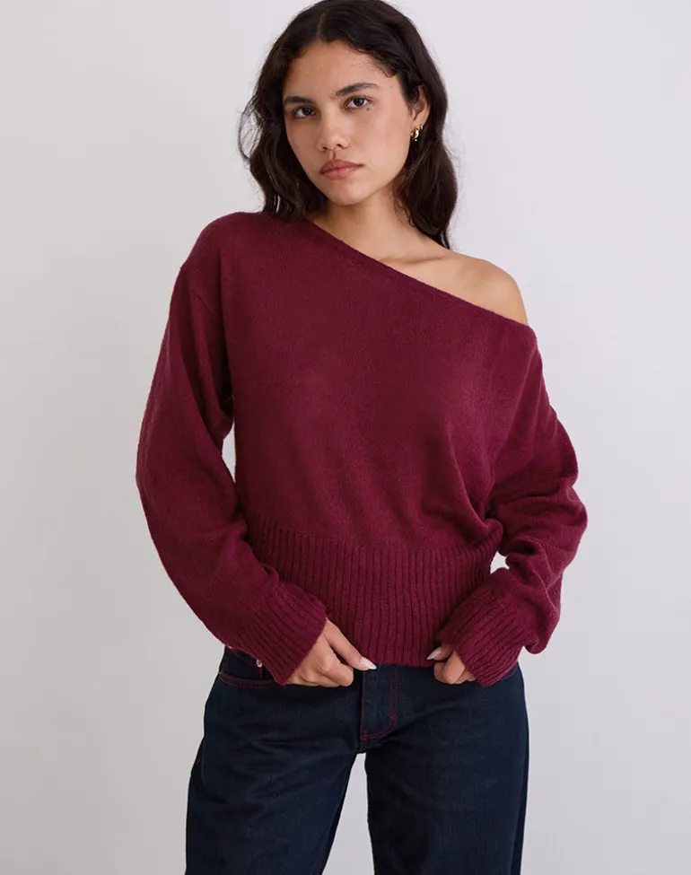 Suena Asymmetric Jumper in Wine