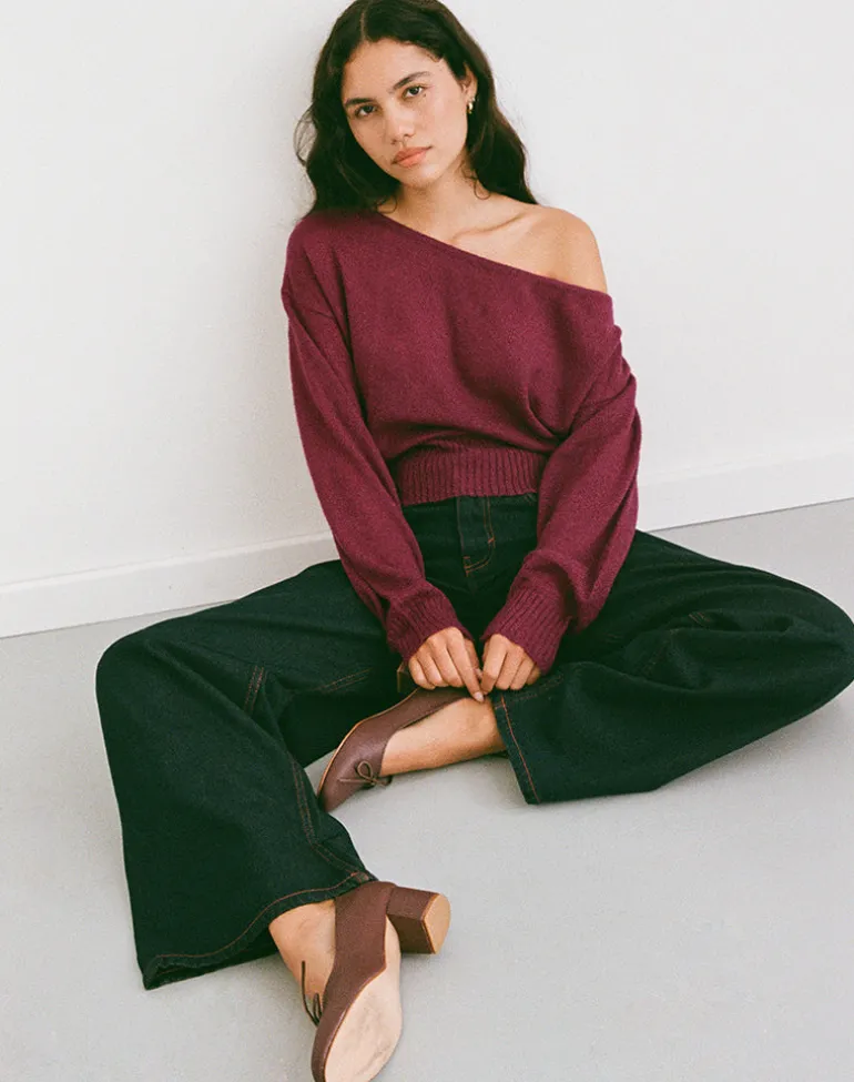 Suena Asymmetric Jumper in Wine