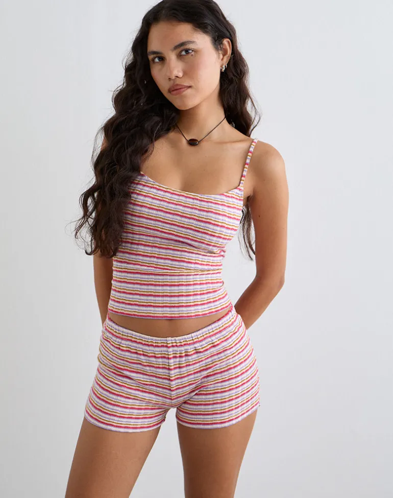 Sunala Cami Top in Stripe Rib Pink and Lilac