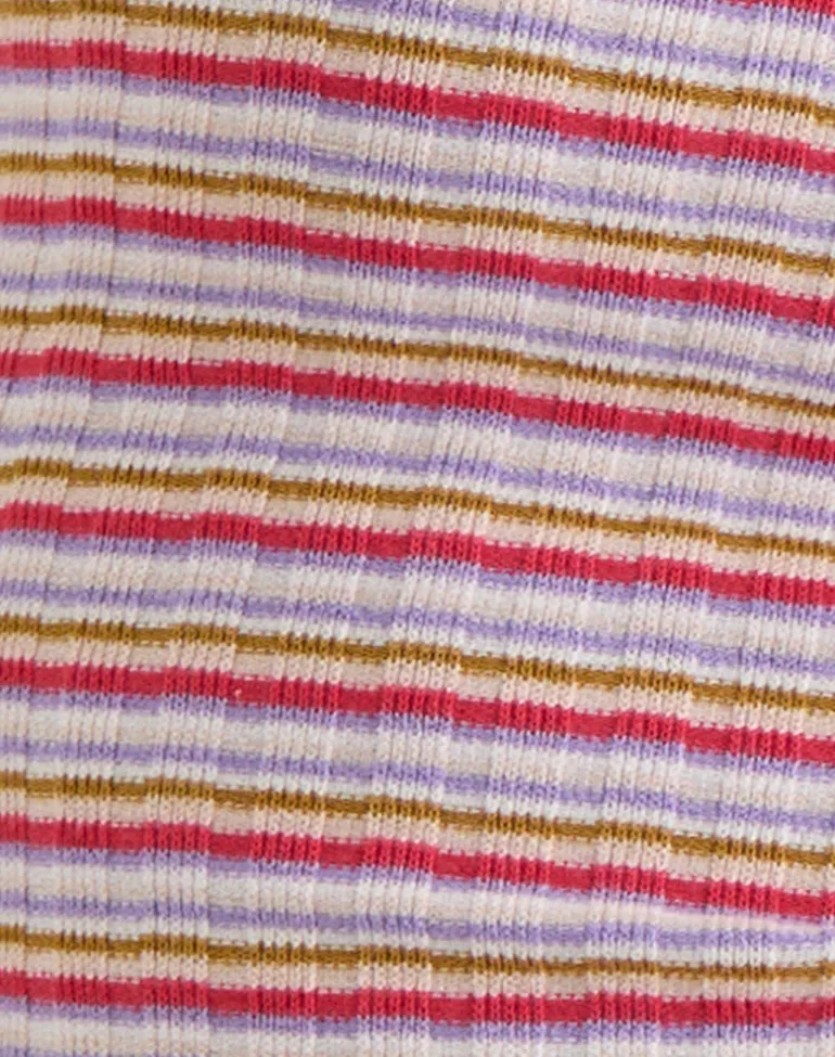 Sunala Cami Top in Stripe Rib Pink and Lilac