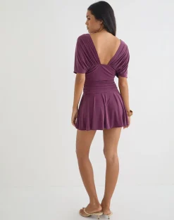Sunmi Mini Dress in Cupro Deep Purple