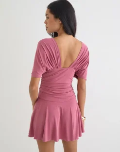 Sunmi Mini Dress in Cupro Raspberry