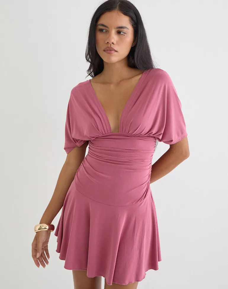 Sunmi Mini Dress in Cupro Raspberry
