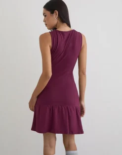 Supriati Mini Dress in Rayon Jersey Deep Purple