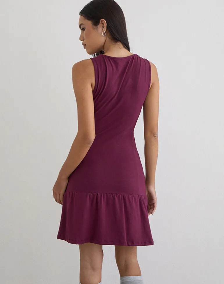 Supriati Mini Dress in Rayon Jersey Deep Purple