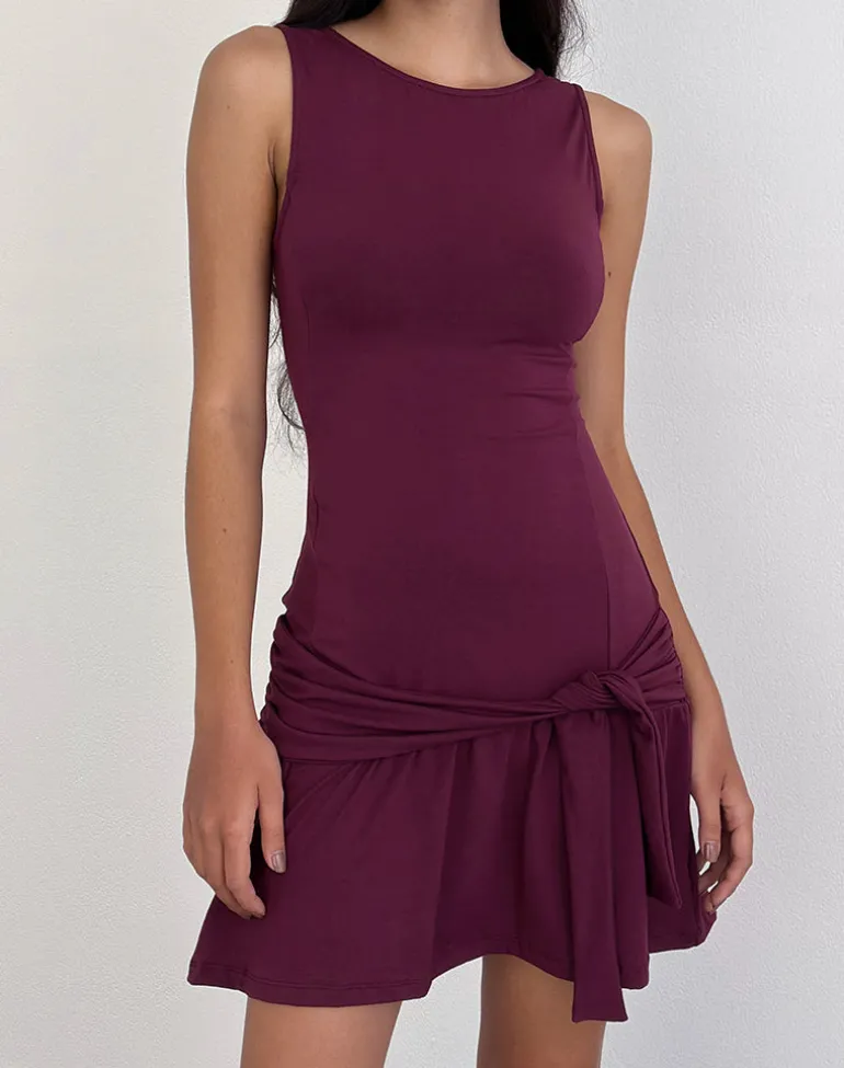Supriati Mini Dress in Rayon Jersey Deep Purple