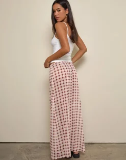 Surina Maxi Skirt in Chiffon Blurred Check Peach