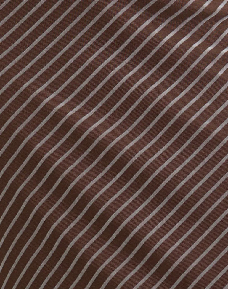 Surina Maxi Skirt in Diagonal Striped Flock Brown and Cream