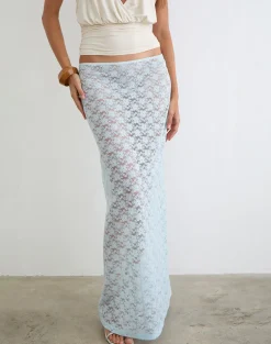 Surina Maxi Skirt in Lace Turquoise