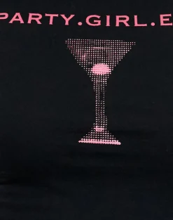 Sutin Baby Tee in Black Party Girl Era