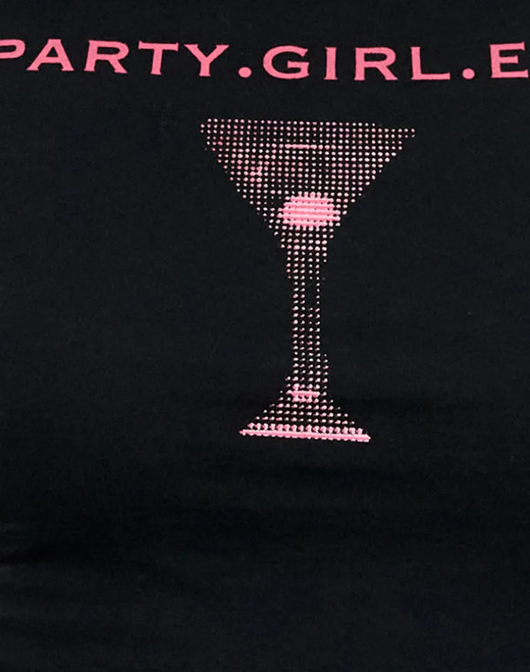 Sutin Baby Tee in Black Party Girl Era