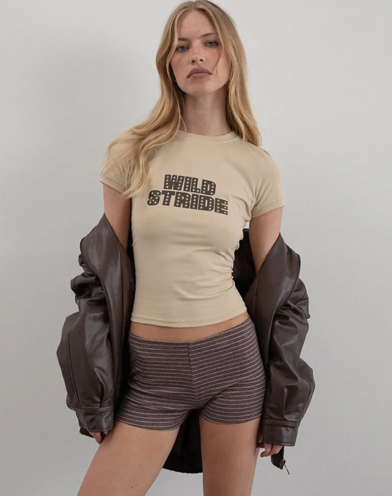 Sutin Tee in Coconut Milk with Wild Stride Graphic
