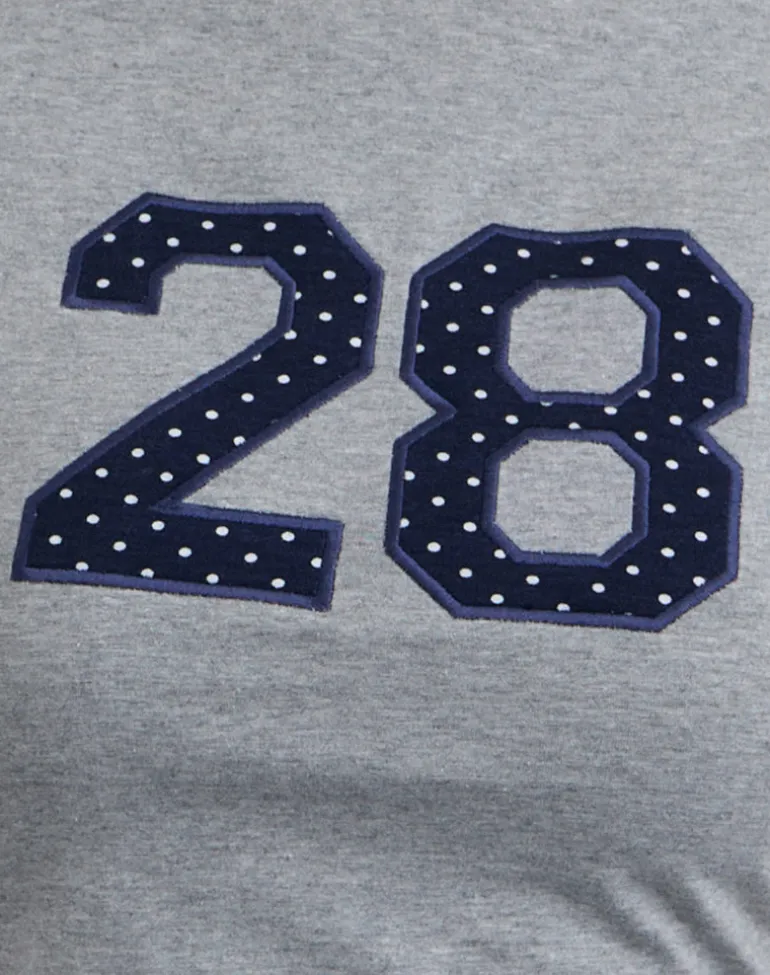 Sutin Tee in Grey Marl with Polka Embroidery