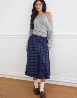 Takika Midi Skirt in Midnight Blue Check