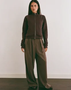 Tamayo Zip Turtleneck Jumper in Bitter Chocolate