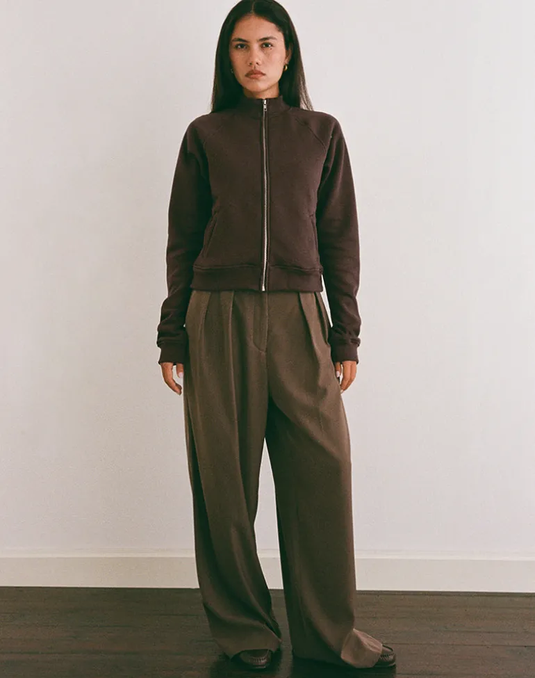 Tamayo Zip Turtleneck Jumper in Bitter Chocolate