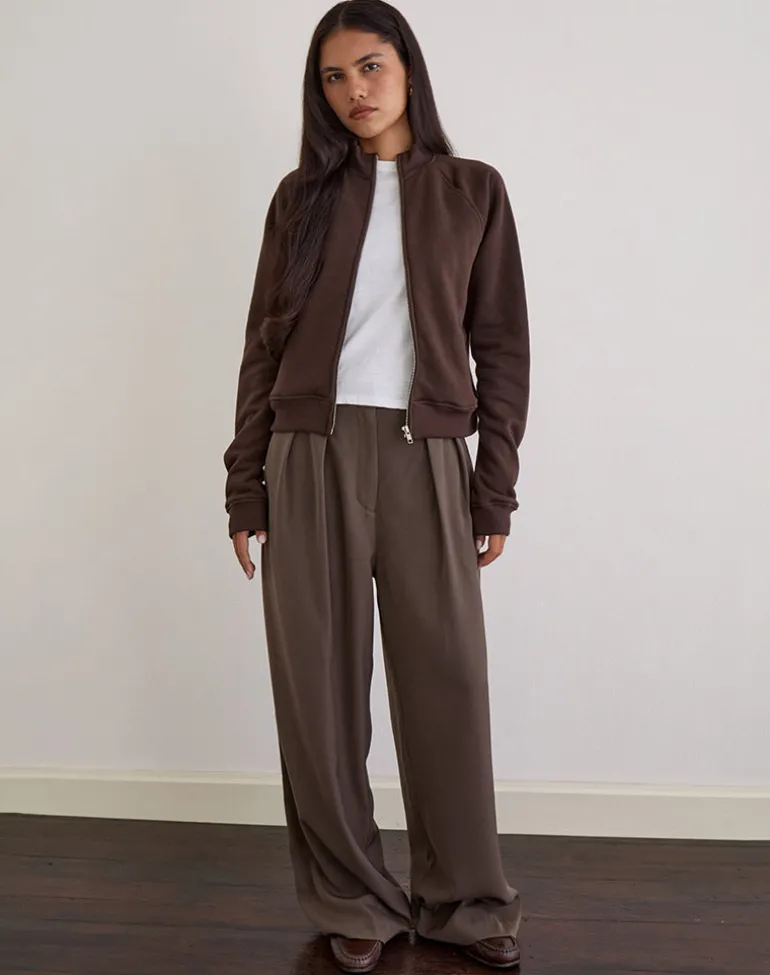 Tamayo Zip Turtleneck Jumper in Bitter Chocolate