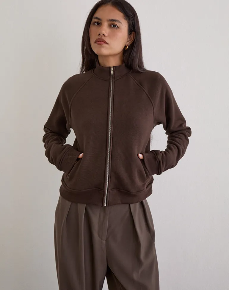 Tamayo Zip Turtleneck Jumper in Bitter Chocolate