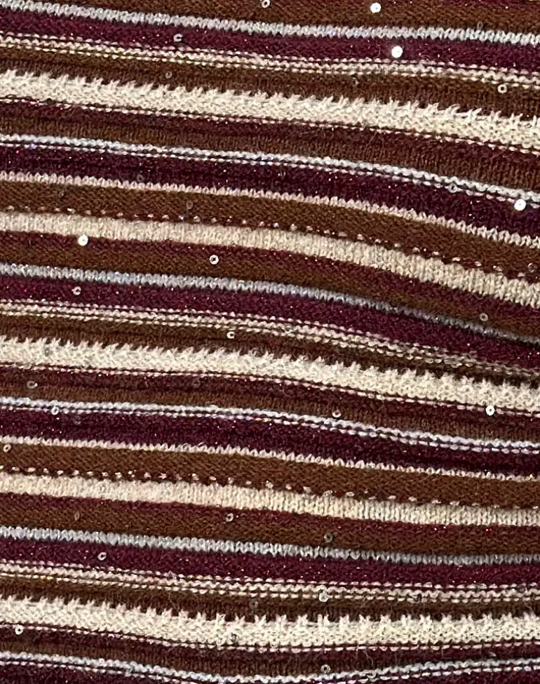 Tamia Off Shoulder Top in Shimmer Stripe Knit Rust
