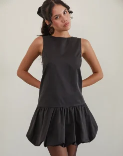 Tamilo Bubble Hem Mini Dress in Black