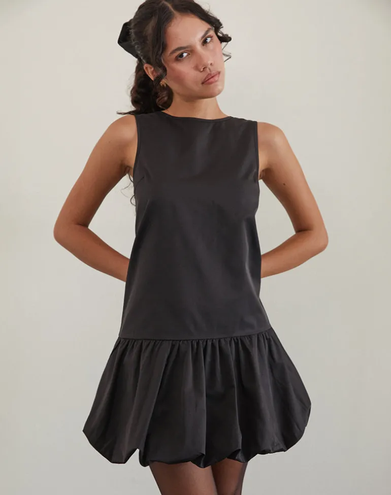Tamilo Bubble Hem Mini Dress in Black