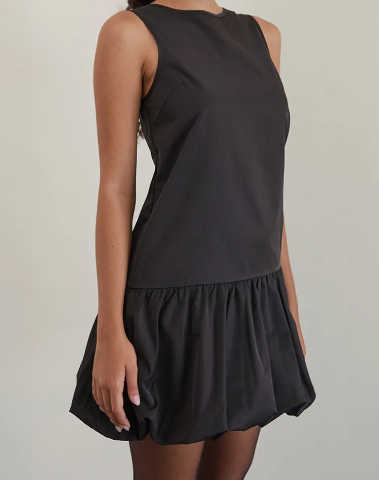 Tamilo Bubble Hem Mini Dress in Black