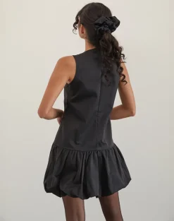 Tamilo Bubble Hem Mini Dress in Black