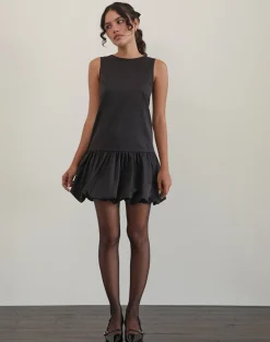 Tamilo Bubble Hem Mini Dress in Black