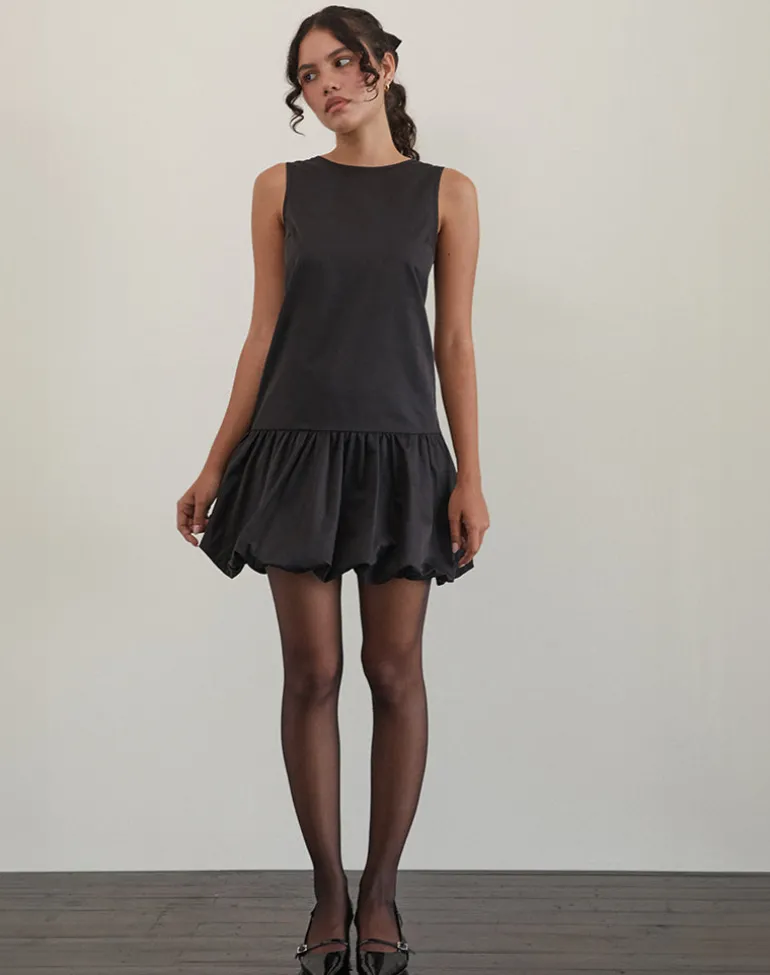 Tamilo Bubble Hem Mini Dress in Black