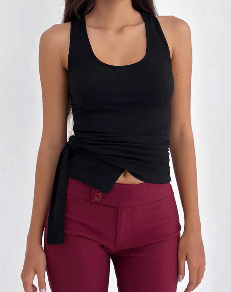 Tanzy Tie Top in Jersey Black