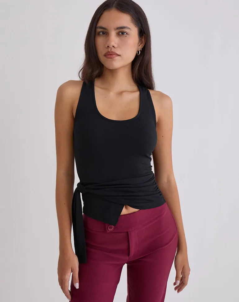 Tanzy Tie Top in Jersey Black