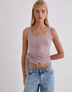 Tanzy Tie Top in Jersey Dusty Mauve