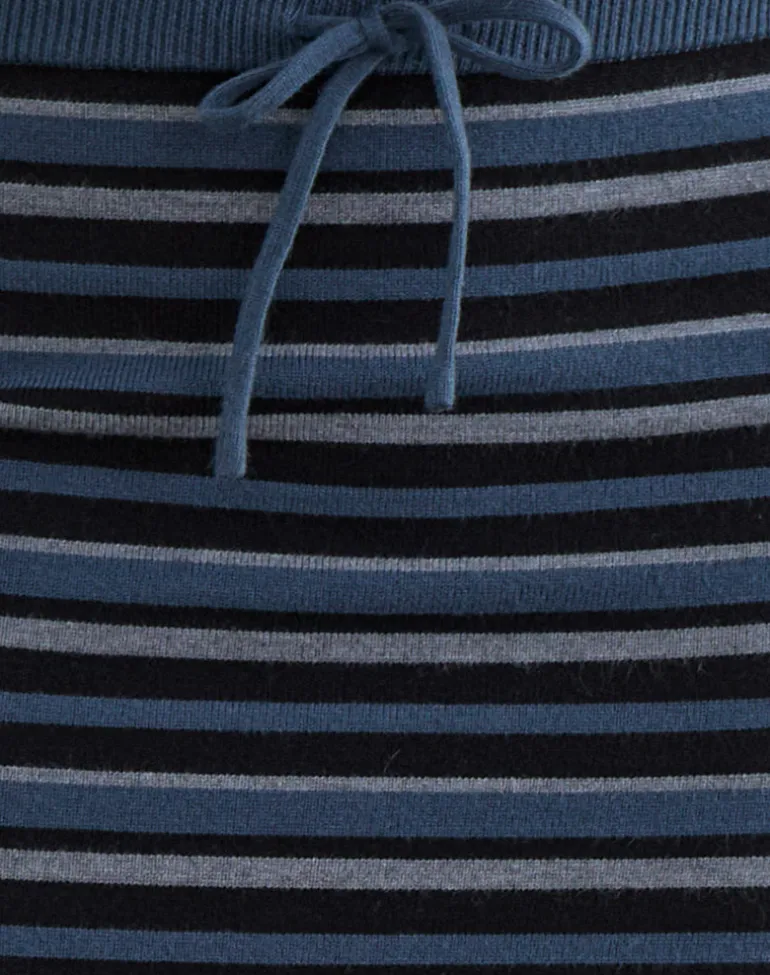 Tarmina Maxi Skirt in Knit Stripe Blue and Grey