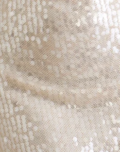 Tasarna Cowl Neck Mini Dress in Sequin Crochet Cream