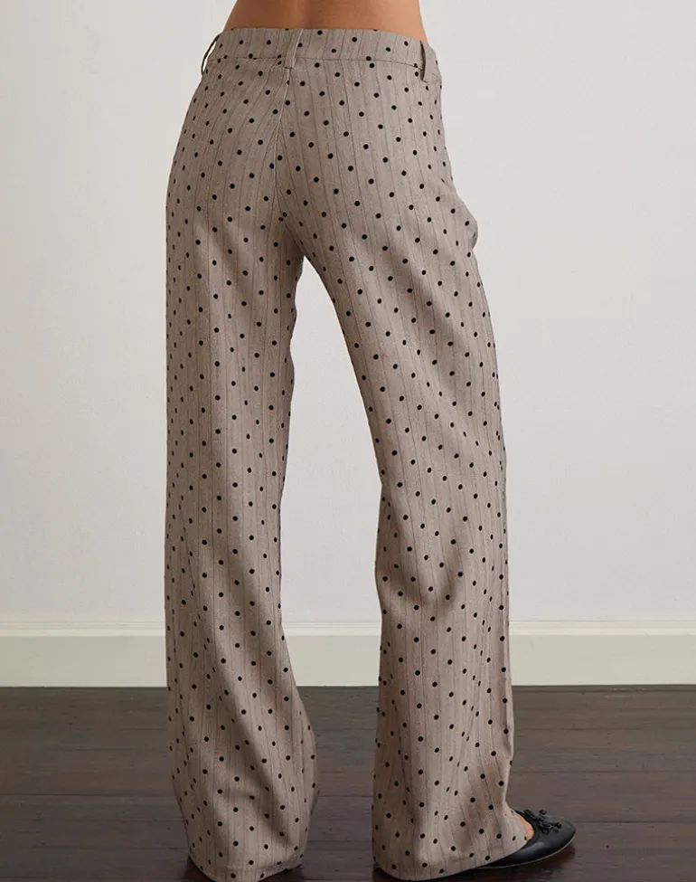 Tatina Trouser in Beige with Polka Pinstripe