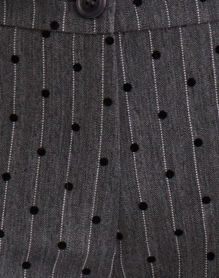 Tatina Trouser in Charcoal with Polka Pinstripe