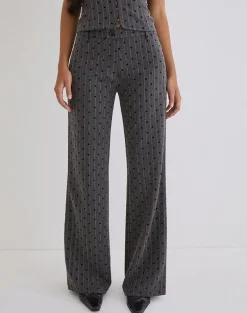 Tatina Trouser in Charcoal with Polka Pinstripe