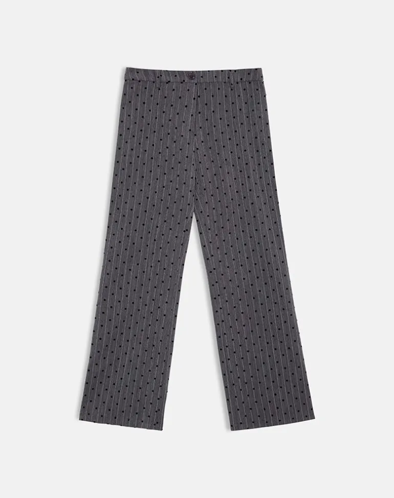 Tatina Trouser in Charcoal with Polka Pinstripe