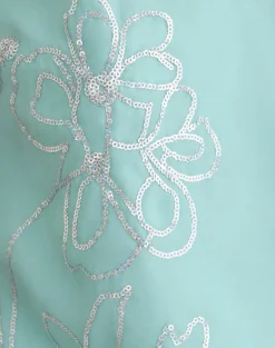 Tavina Top in Chiffon Floral Sequin Turquoise