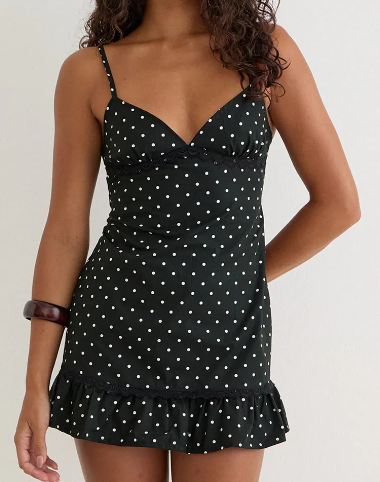 Tavita Mini Dress in Basic Polka Black
